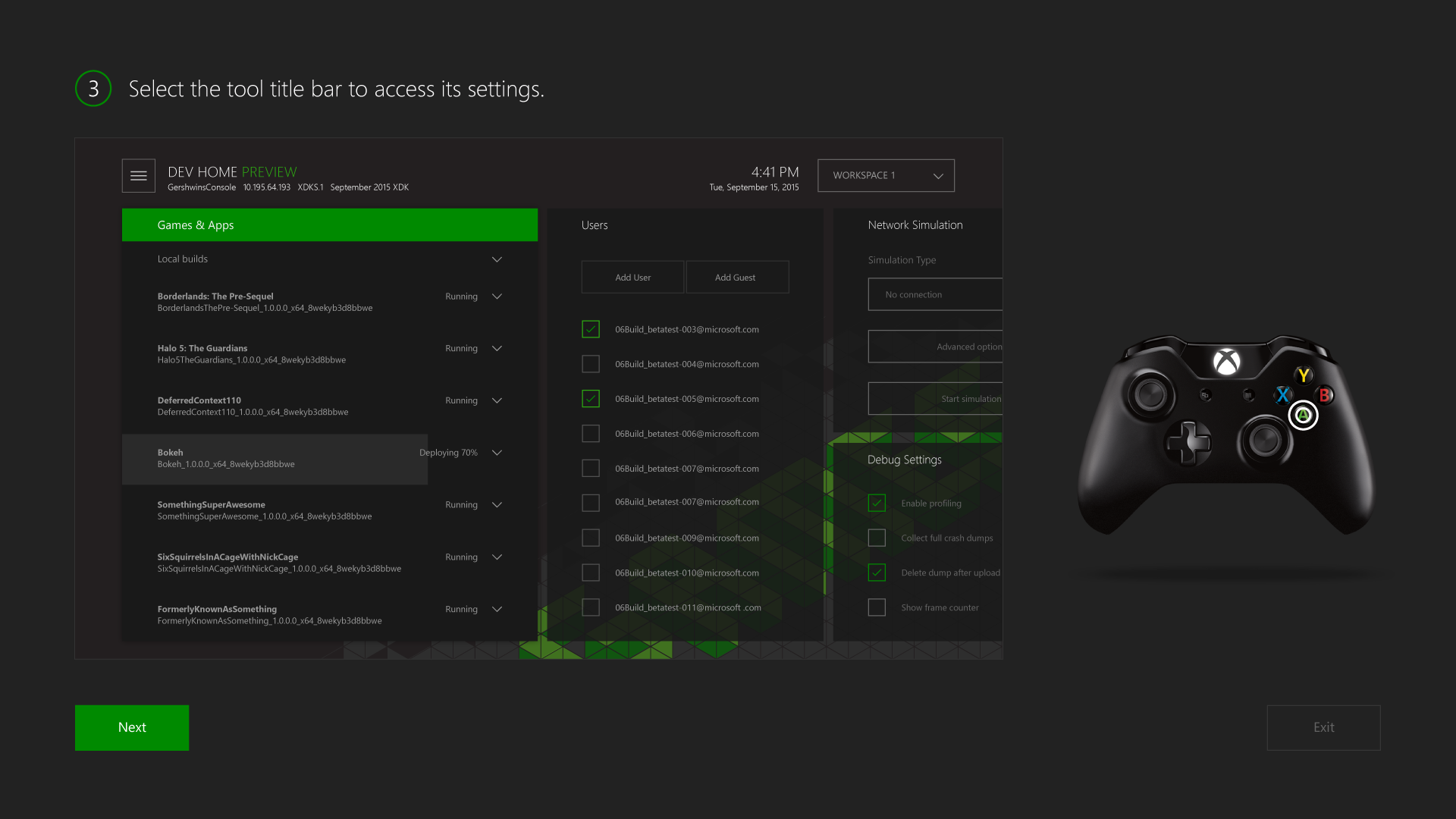 Xbox One Dev Home