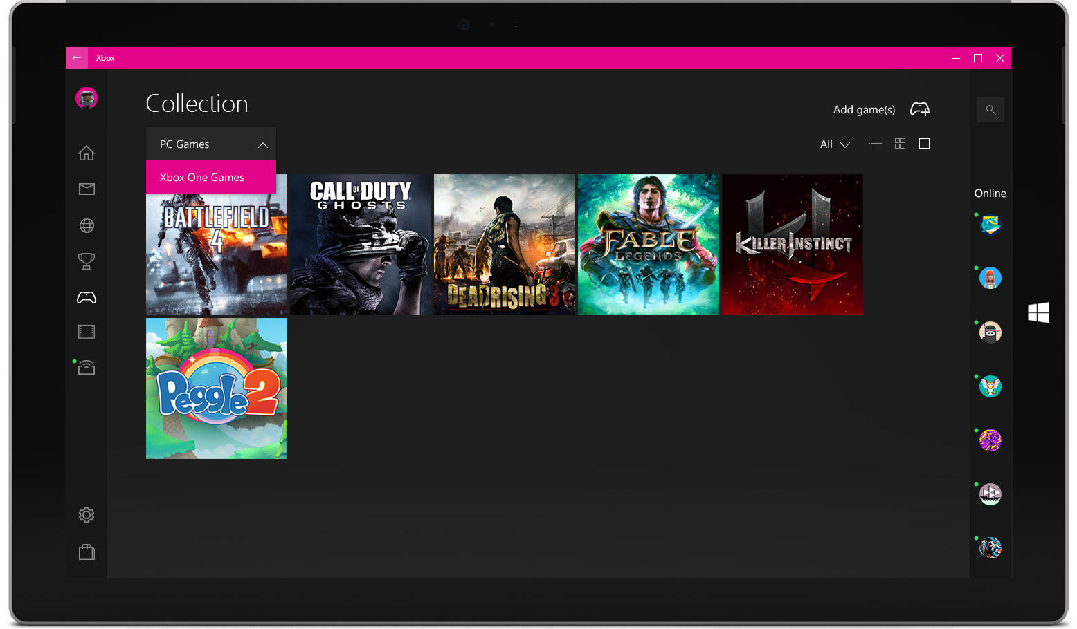 Xbox One Streaming Collection Selection